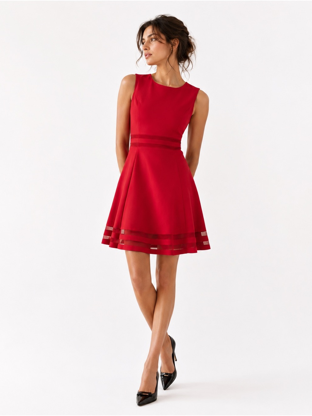 NWT Calvin Klein Red Fit Flare Dress Petite 10P